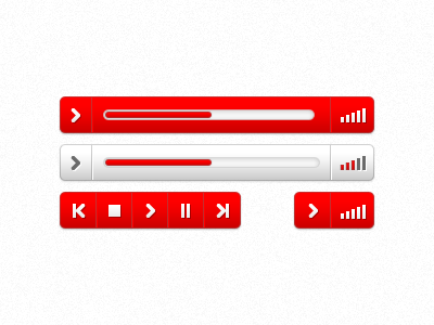 Ui RED 02 clean grey modern music player red silver sound ui user interface video