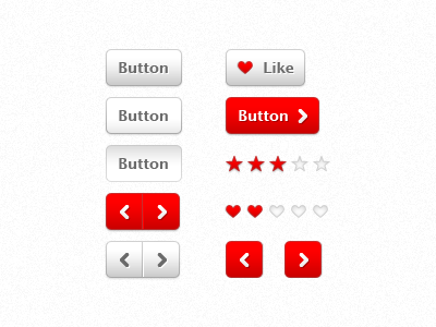 Ui RED 03 arrow button clean grey heart like modern navigation rate red silver star ui user interface