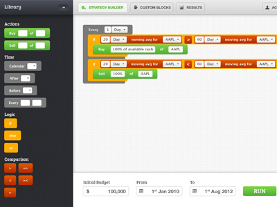 Quant Blocks app dashboard finance interface stocks ui ux web app