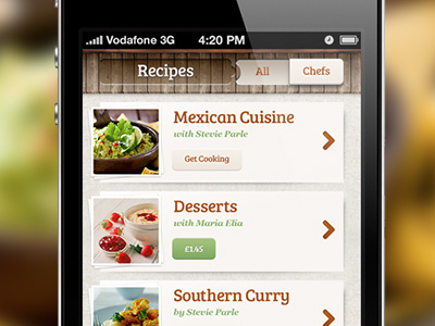 Meal Kick app chefs cooking cuisine food ios iphone mobile recipes ui ux