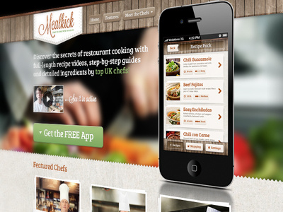 Meal Kick Website app chefs cooking cuisine food ios iphone mobile recipes ui ux website