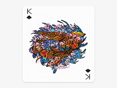 "Koi no Sakura" art cards deck digitalart koi playing arts poker sakura