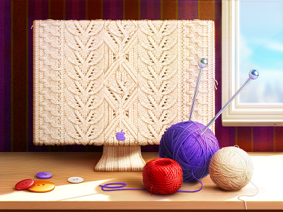 Grandmother at a Party app icon artua button game art game design illustration imac knitting twist ui ui design wood