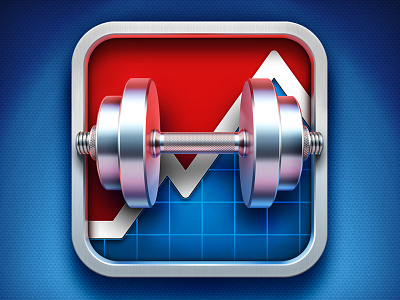 Gym Genius app icon app icon artua dumbbells gym icon illustration ios metal silver sport texture work out