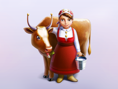 Milkmaid illustration artua cow icon illustration milk milkmaid norway