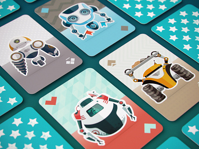 Robocards artua card character flag game game design icon illustration ios play robot texture