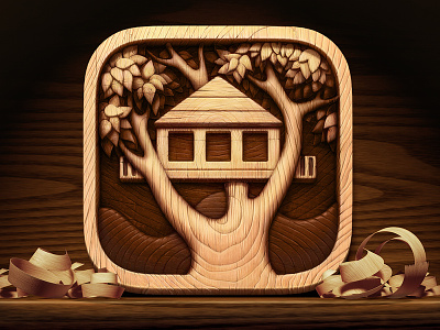 Treehouses app icon app icon artua house icon illustration ios texture tree wood