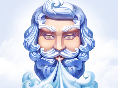 tFlow Server aeolus artua blow clouds curls head icon illustration wind