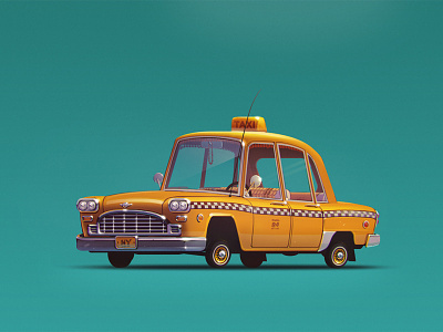 The Checker Cab artua car checker cab illustration ny taxi wheels yellow