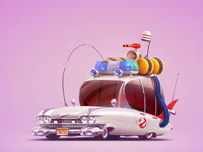 Who ya gonna call? artua car cartoon character game art game design ghostbusters illustration vehicle