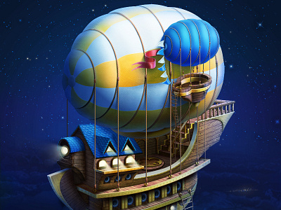 Sky ship artua artwork design fly game art game design illustration magic ship sky
