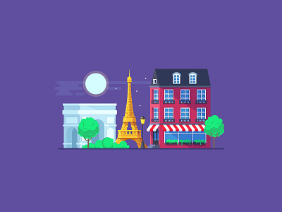 Flat Paris application artua city flat game art game design illustration landscape paris style