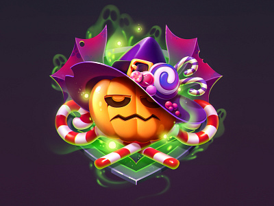 Happy Halloween 2018 V2.1 artua badge candy character character design concept game game art game design halloween illustration pumpkin witch