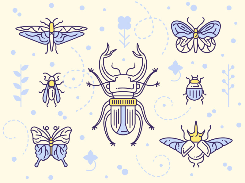 Between angels and insects beetle gang butterfly insect flat concept character design ios game game art game design character illustration artua
