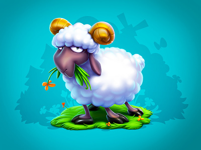 A sheep animal artua character character design concept design game game art game design icon illustration ios sheep slot slot design slot game