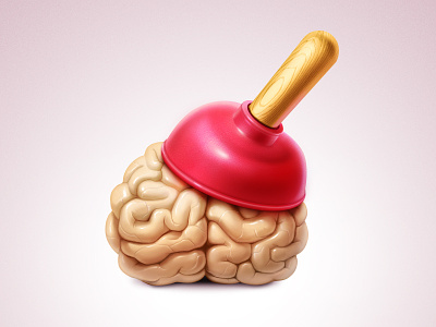 Force your brain! artua brain force icon illustration plunger