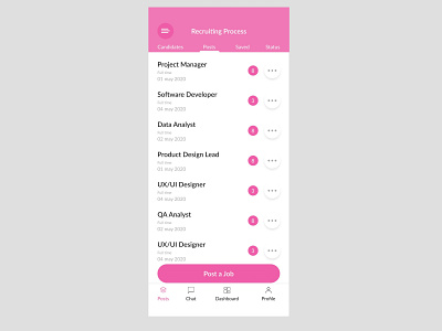 Recruiting Process admin panel app design job job post jobs mobile app design mobile design recruiting recruiting app ui ux