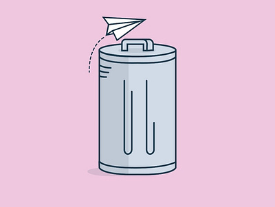 Rubbish bin ilustrasi paper plane trash can illustration