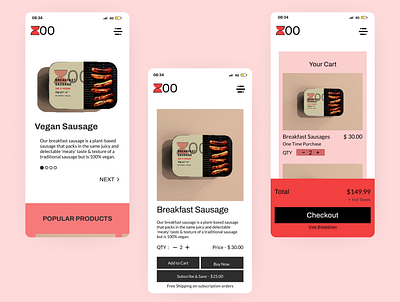 Zoo Mobile Web-app branding design illustration ui ux vegan web website