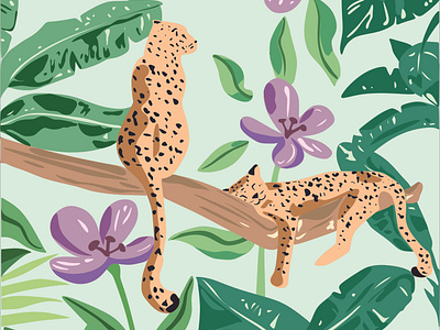 Jungle Leopards vector illustration