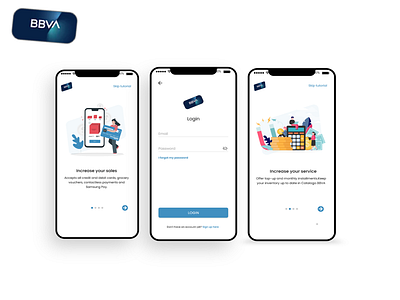 BBVA App UI/UX Design | Adobe XD adobe xd adobe xd app app design app illustrations app ui bbva bbva app bbva app design clean design figma graphic design landing page design mobile app mobile ui design uiux design