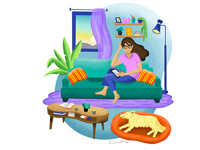 At home flat illustration