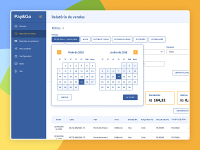 Calendar Filter - Payment Gateway Application brazil brazilian calendar ui design figma filter illustration payment gateway ui ux web webdesign