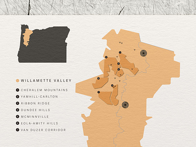Vineyard Map : Willamette Valley, Oregon branding design illustration map typography vineyard wine branding wine label design