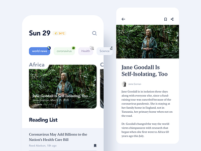 News app articles concept flat minimalism mobile news newsletter reading ui ux