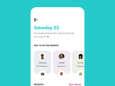 Contacts animation app call concept contacts flat friends message minimalism mobile schedule ui ux