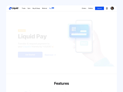 Liquid Pay - Introduction buy crypto landing page minimalism payment product sell ui ux