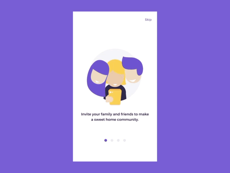 Onboarding animation app family flat illustraion minimalism mobile onboarding ui ux vector walkthrough