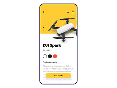 The Drone Shop animation app cart concept design drone ecommerce minimalism mobile platform product shopping cart ui ux