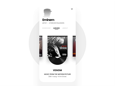 Album Player album animation app artist concept flat minimalism mobile music platform playlist product song sound track ui ux