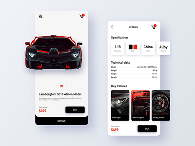 Lamborghini SC18 Alston ai app black board car card design ps red ui ux web