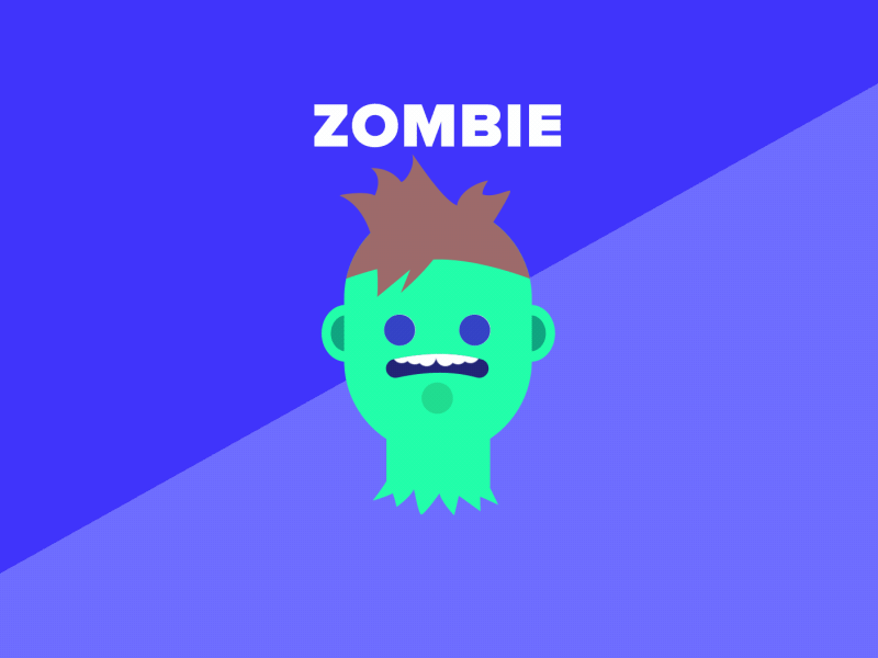 Zombie Head after effects animation character design flat design head zombie