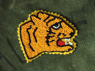Tiger Head Beaded Patch bead beaded beading good mascot patch physical product tiger varsity vintage