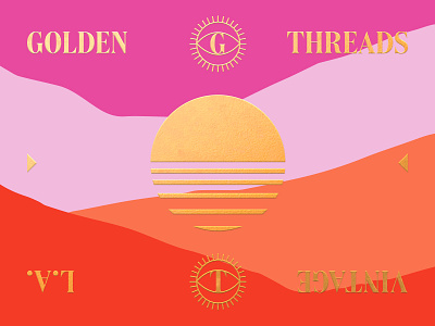 Golden Threads Business Card business card desert foil gold hot foil letterpress los angeles mountains sun sunset vintage branding