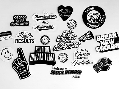 Service Titan Corporate Values branding corporate values home services illo illustration marketing marketing collateral service startup sticker set stickers type typography values
