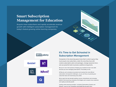 Recurly for Education Page design education illustration subscription management subscriptions