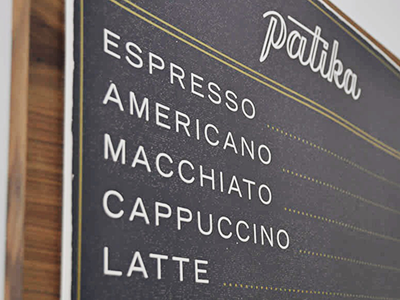 Patika Menu Board branding coffee logo menu patika script wine