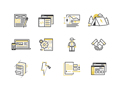 Web & Brand Process Icons branding building camp design front end ia logo prototype ui ux wireframe
