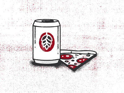 Pizza And Beer beer can illustration pizza
