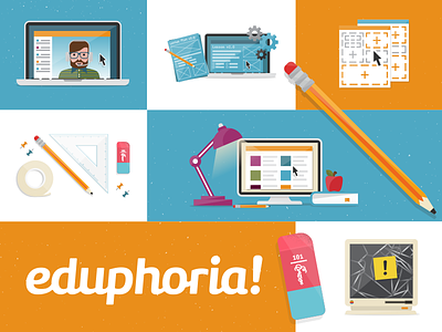 eduphoria! brand elements apple branding computer eraser lamp logo pencil setting teaching