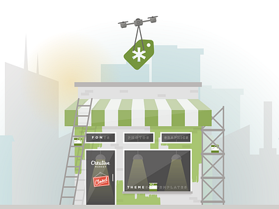 Shop Maintenance city drone illustration latter maintenance paint shop store update