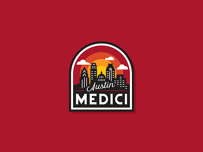 medici badge austin badge buildings coffee medici patch skyline texas