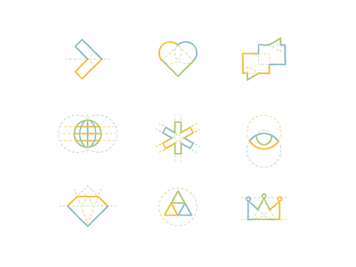 CM Design Principles creative crown eye heart icons market principles triforce