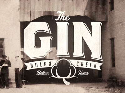 The Gin belton brothers cotton gin logo texas typography vintage