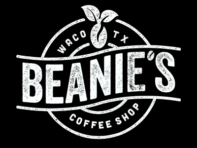 Beanie's bean coffee crest leaf logo stamp