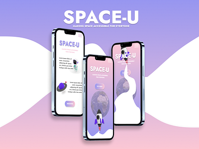 SPACE-U 3d animation app branding chat design dribble graphic design hire me illustration logo motion graphics outer space pink purple sharpen space ui ux vector